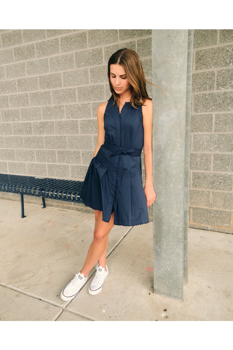 Hadley Cotton Poplin Romper, Alternate, color, Navy