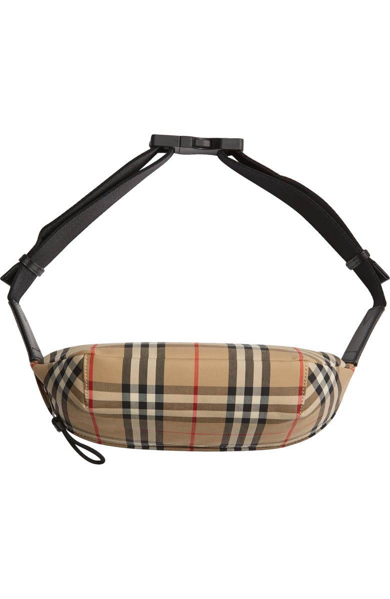 Burberry Medium Sonny Check Canvas Belt Bag, Alternate, color,