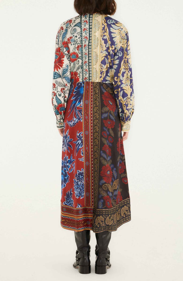 FARM Rio Navy Winter Mix Long Sleeve Midi Shirtdress, Alternate, color,