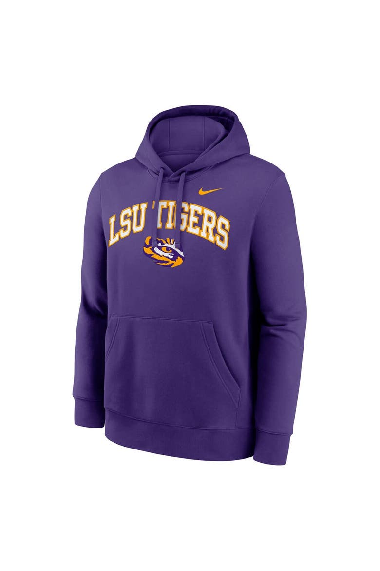 Men's Nike Purple LSU Tigers Club Fleece Arch Pullover Hoodie, Alternate, color, Purple