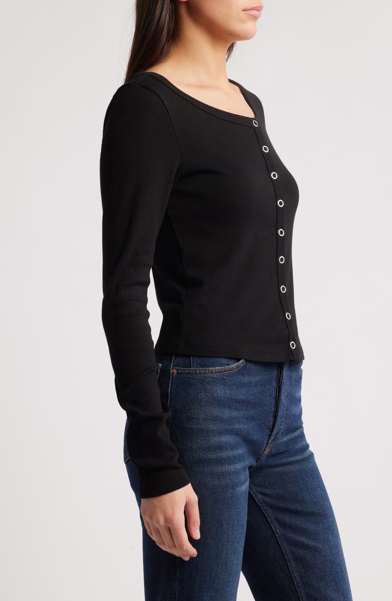 Re/Done Scoop Neck Cotton Cardigan, Alternate, color, Black