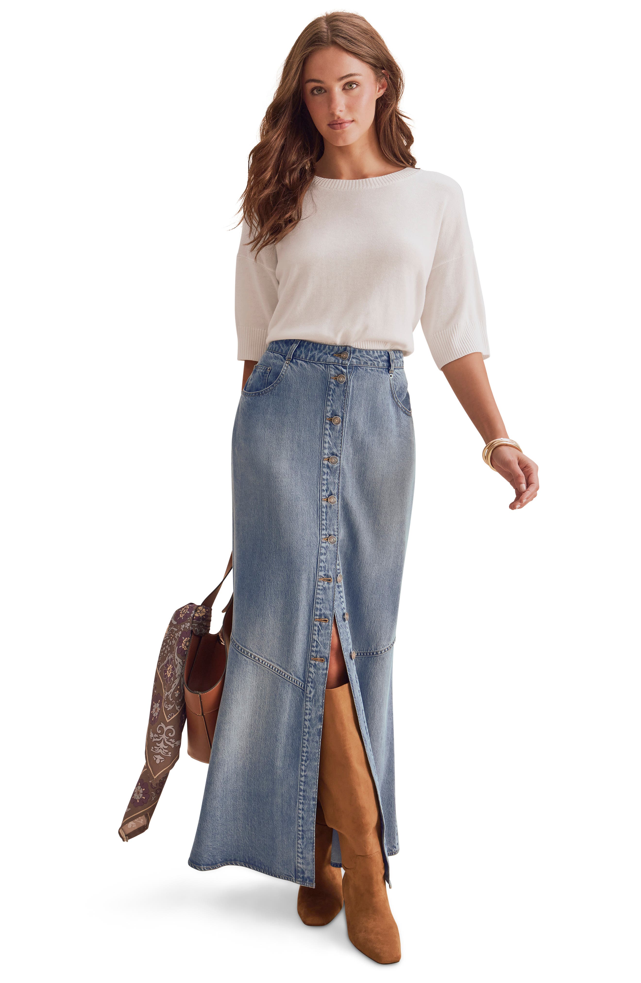 Splendid Lounge Denim Maxi Skirt (Women) | Nordstrom