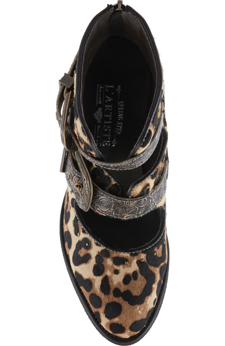 L'Artiste by Spring Step Leo Genuine Calf Hair Bootie, Alternate, color, Black/ Leopard Print Calf Hair