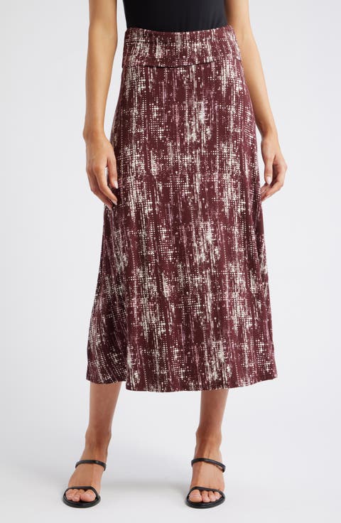 Roll Top Printed Maxi Skirt