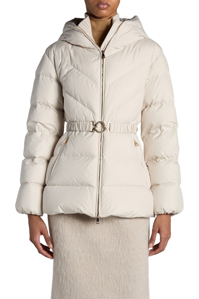 Brosse Belted Puffer Jacket, Main, color, WHITE