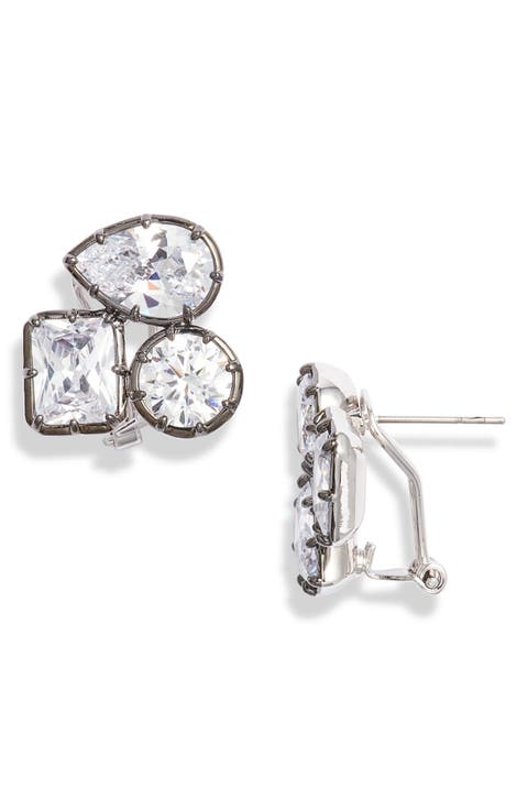 Georgian Multistone Cubic Zirconia Lever Back Earrings