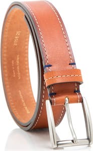 MADE IN ITALY Stitched Leather Belt