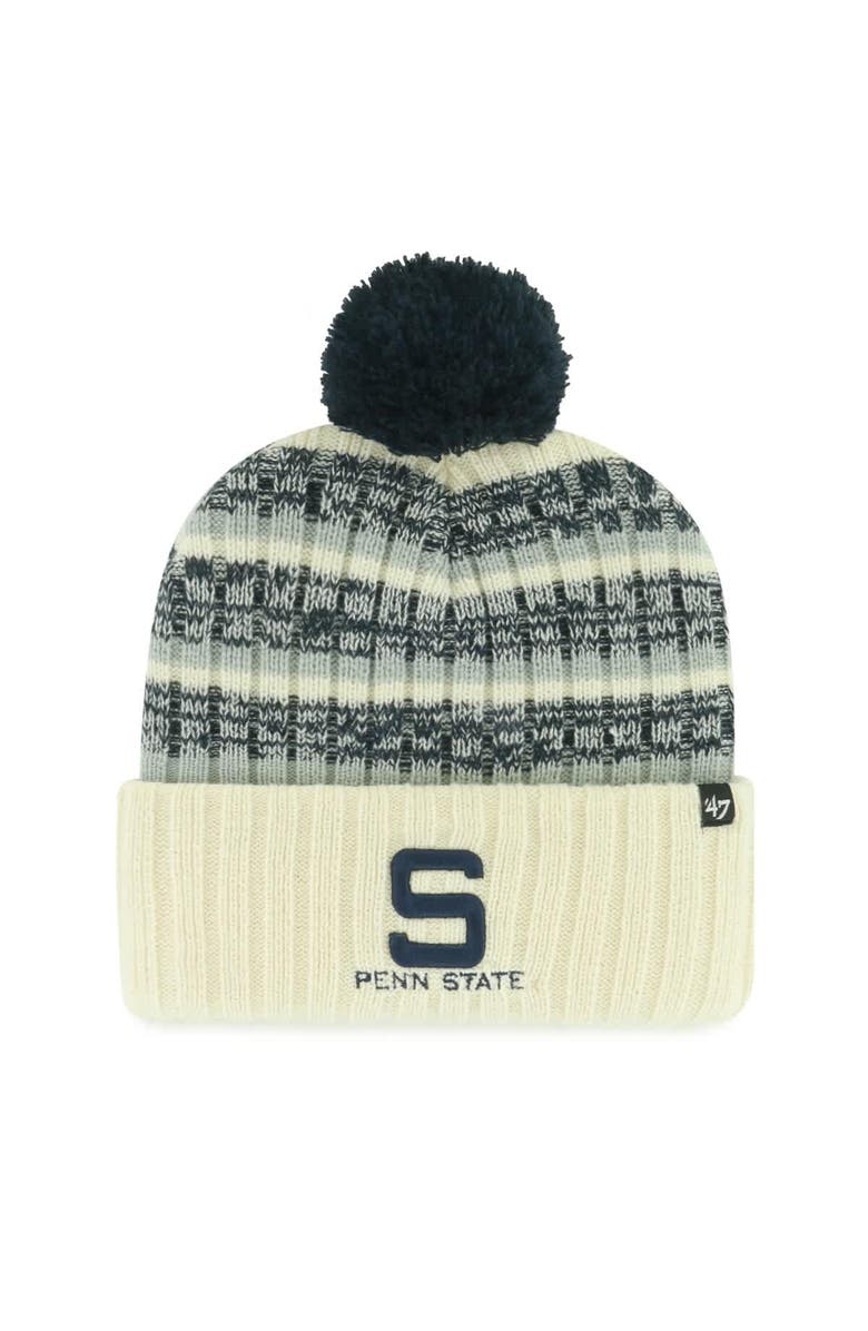 '47 Men's '47 Cream Penn State Nittany Lions Vintage Tavern Cuffed Knit Hat with Pom, Main, color, Cream