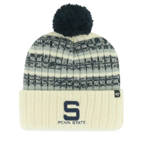 Men's '47 Cream Penn State Nittany Lions Vintage Tavern Cuffed Knit Hat with Pom