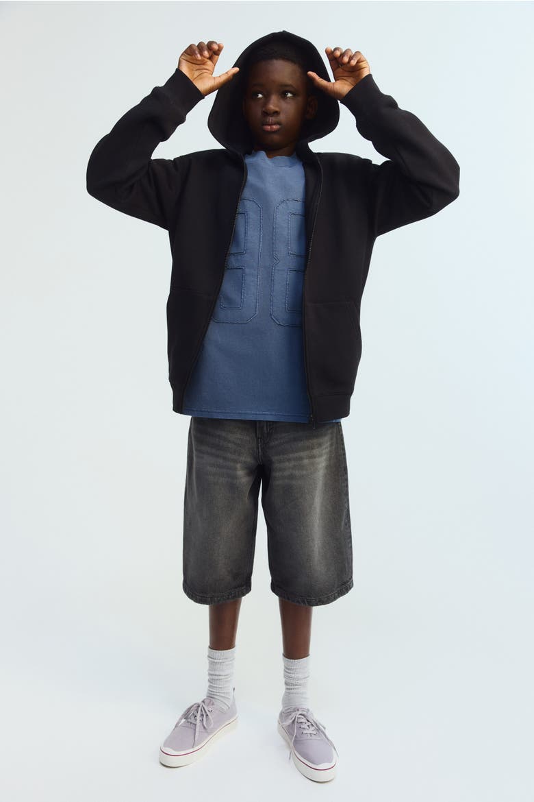 Brushed-Inside Hooded Jacket, Alternate, color, Black