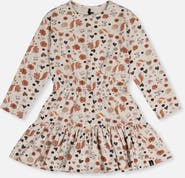 Deux par Deux Organic Cotton Squirrel Floral Ruffle Yoke Dress