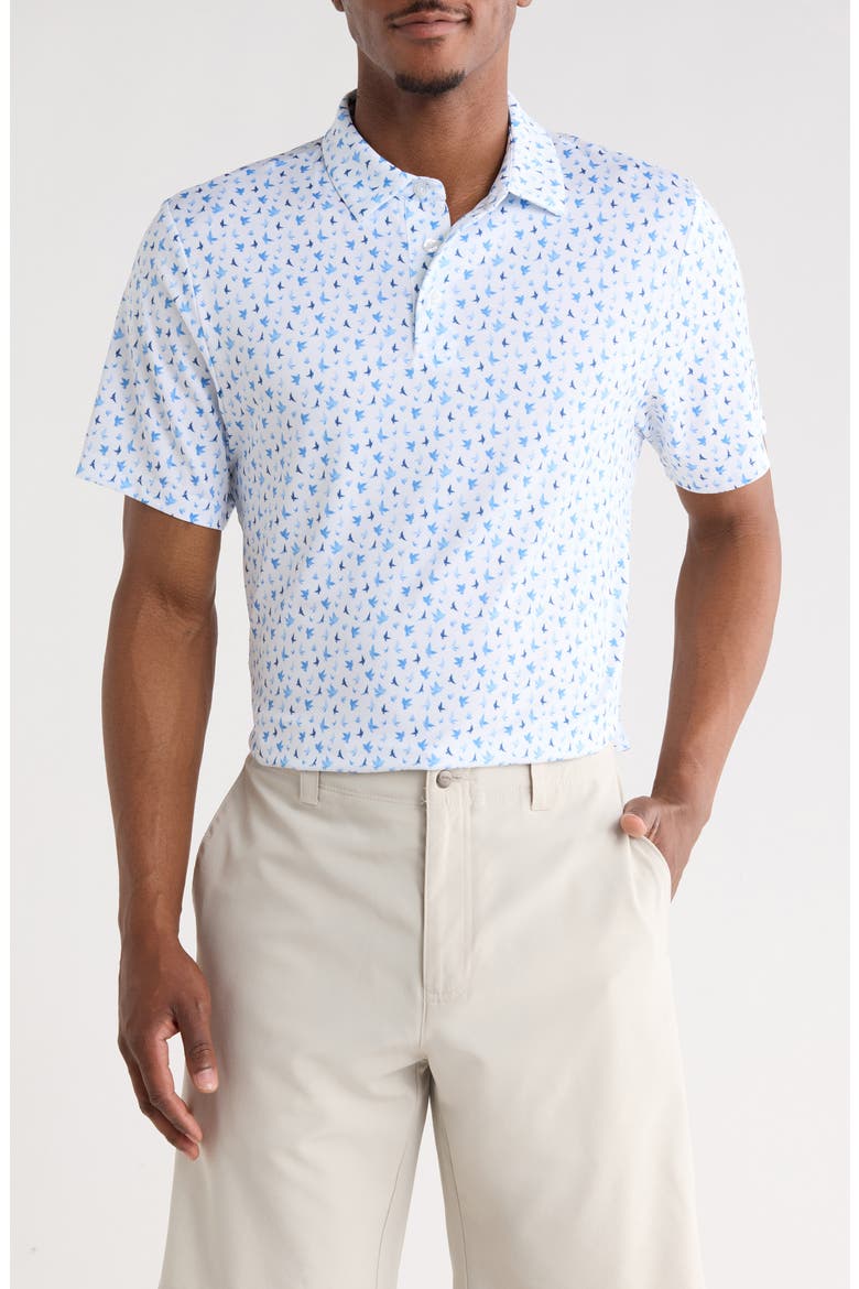 All Over Birdie Knit Polo, Main, color, BRIGHT WHTE