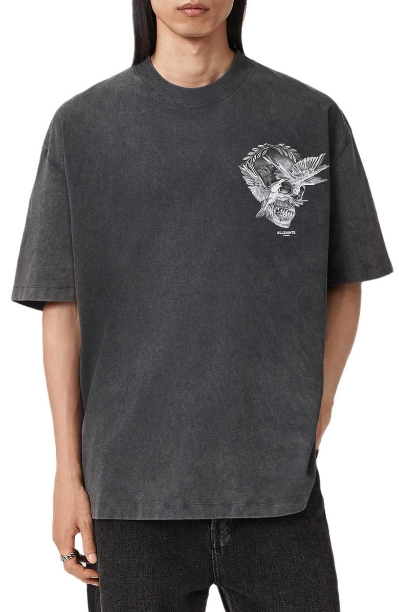 AllSaints Mysteries Cotton Graphic T-Shirt, Main, color, Washed Black