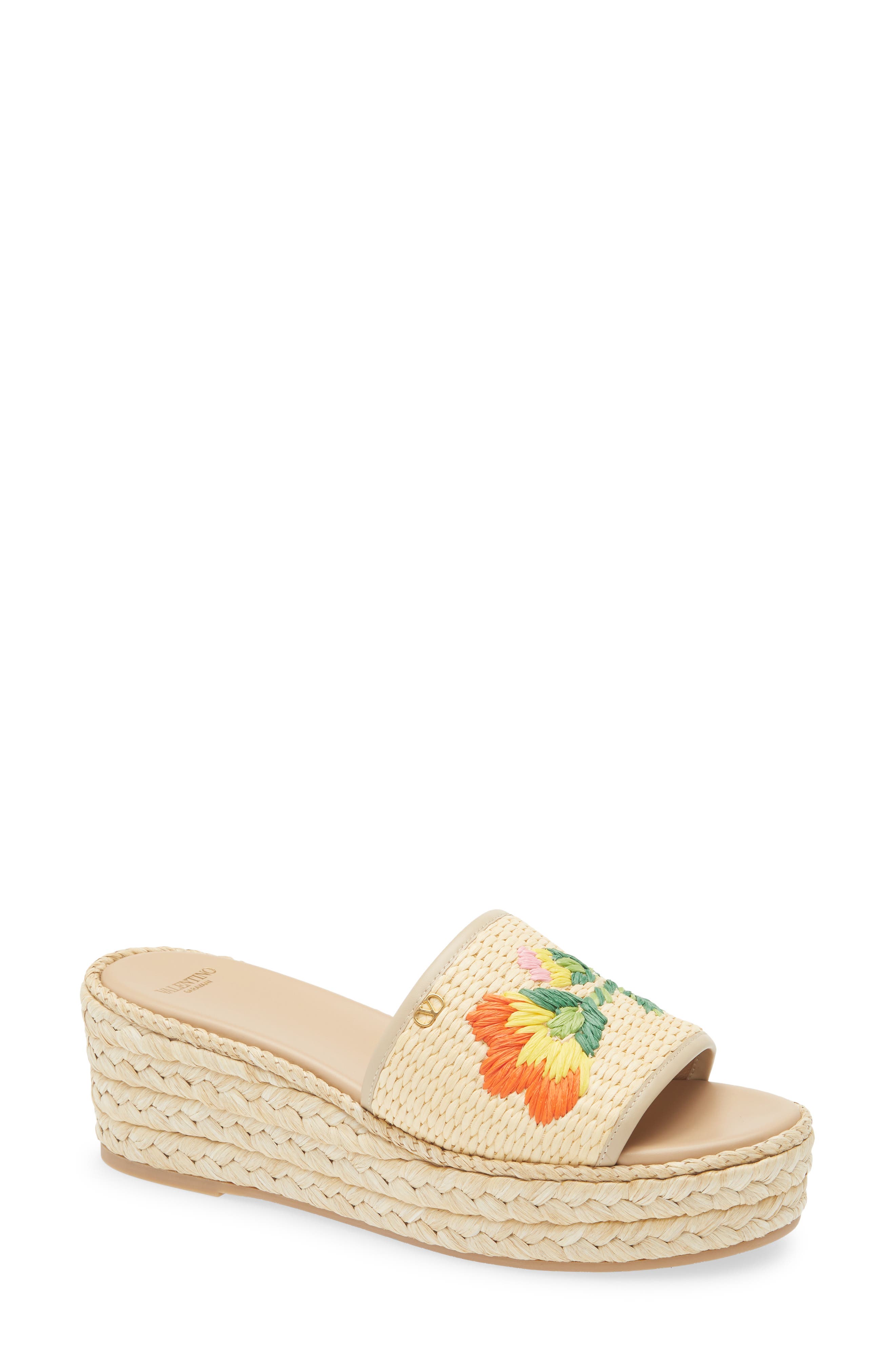 Valentino Garavani Bribi Platform Espadrille Slide, Main, color, Natural