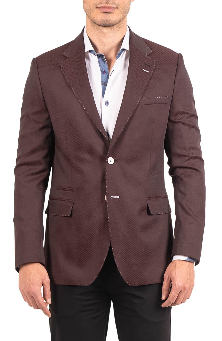 Maceoo Socrate Resistance22 Red Micropattern Viscose Blend Blazer, Main, color, Red