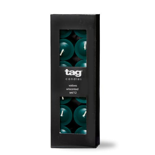 Tag Dark Green Votive Candles Set Of 12 Smokeless Paraffin Wax In Green