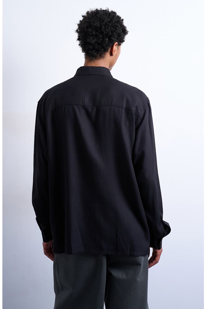 Relaxed Fit Twill Button-Up Shirt, Alternate, color, BLACK