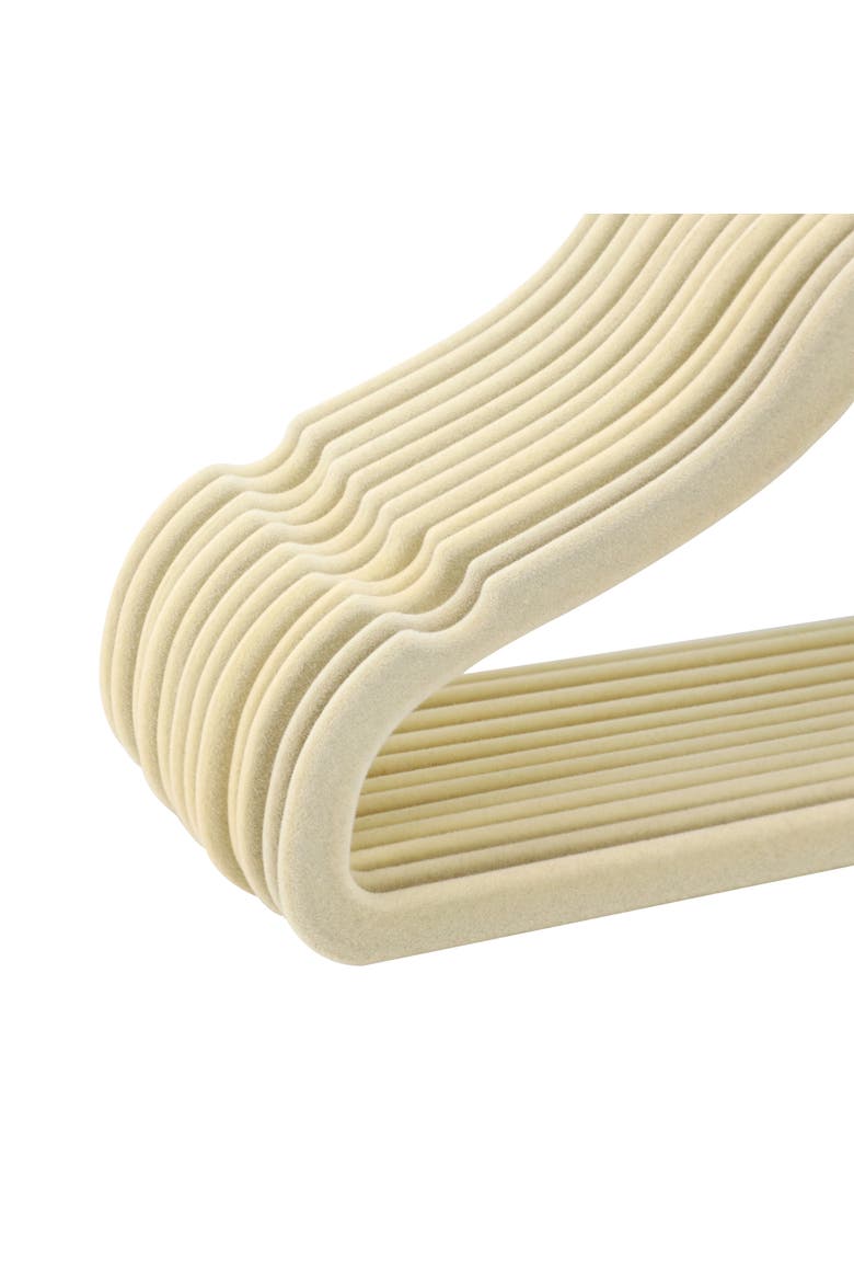 50 Piece Kids Non-Slip Velvet Cloths Hangers with Notched Shoulders, Alternate, color, Cream