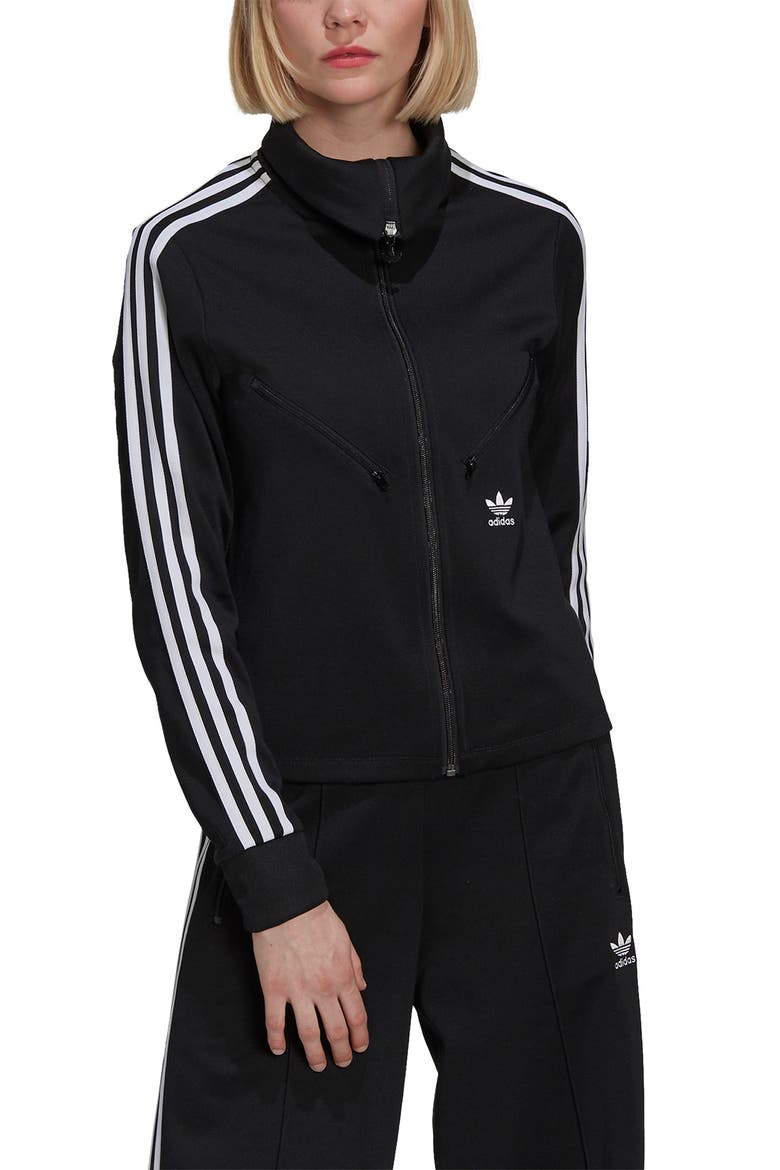 Full Zip Track Jacket, Main, color, BLACK