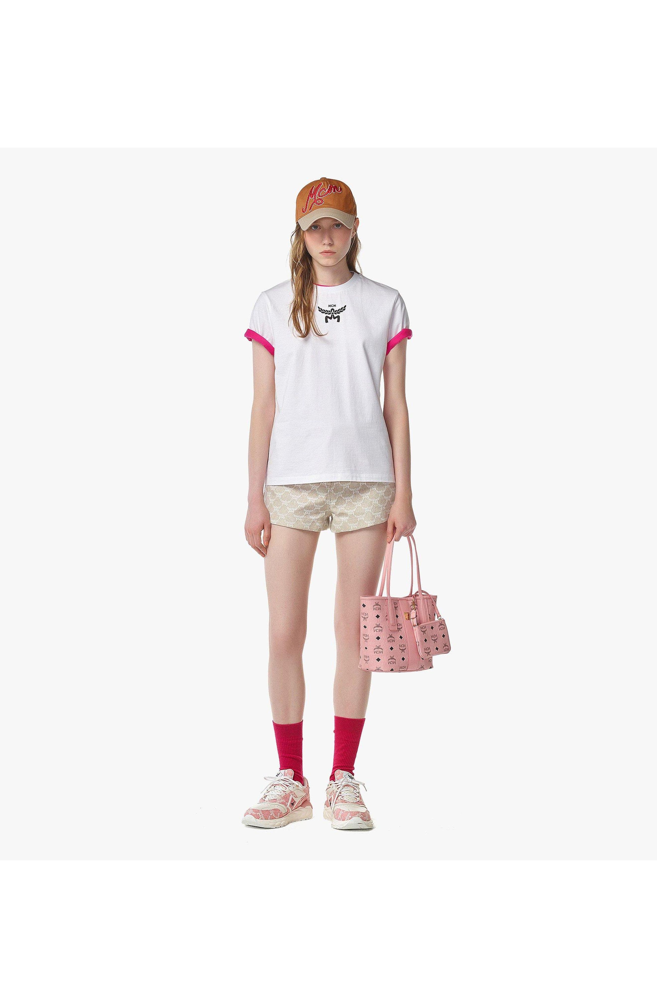 MCM Small Liz Shopper in Visetos, Alternate, color, Pink