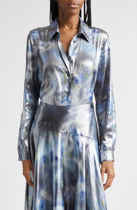 Ronor Floral Georgette Button-Up Shirt