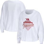 WEAR by Erin Andrews Women's WEAR by Erin Andrews White Oklahoma Sooners Diamond Long Sleeve Cropped T-Shirt