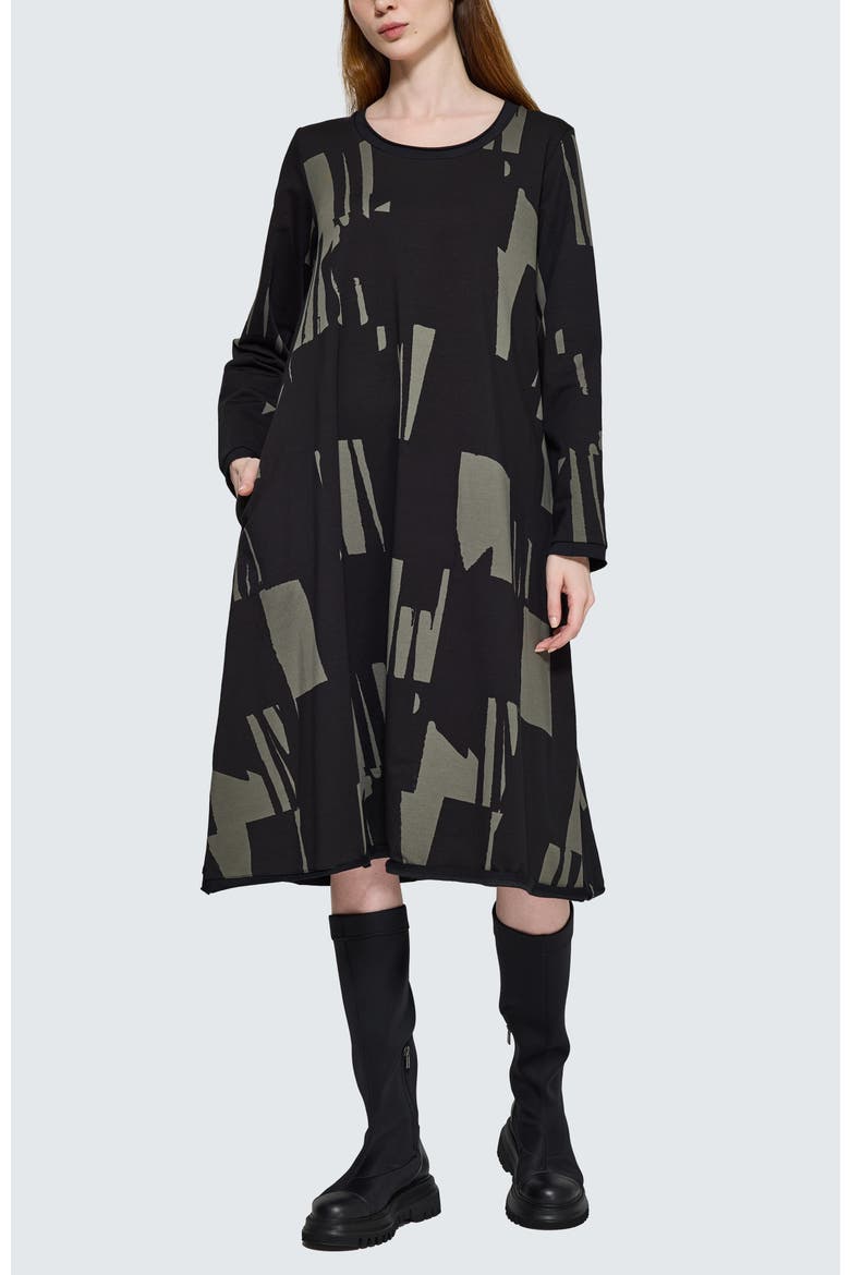 Rivelle Printed Jersey Dress, Main, color, Khaki Black
