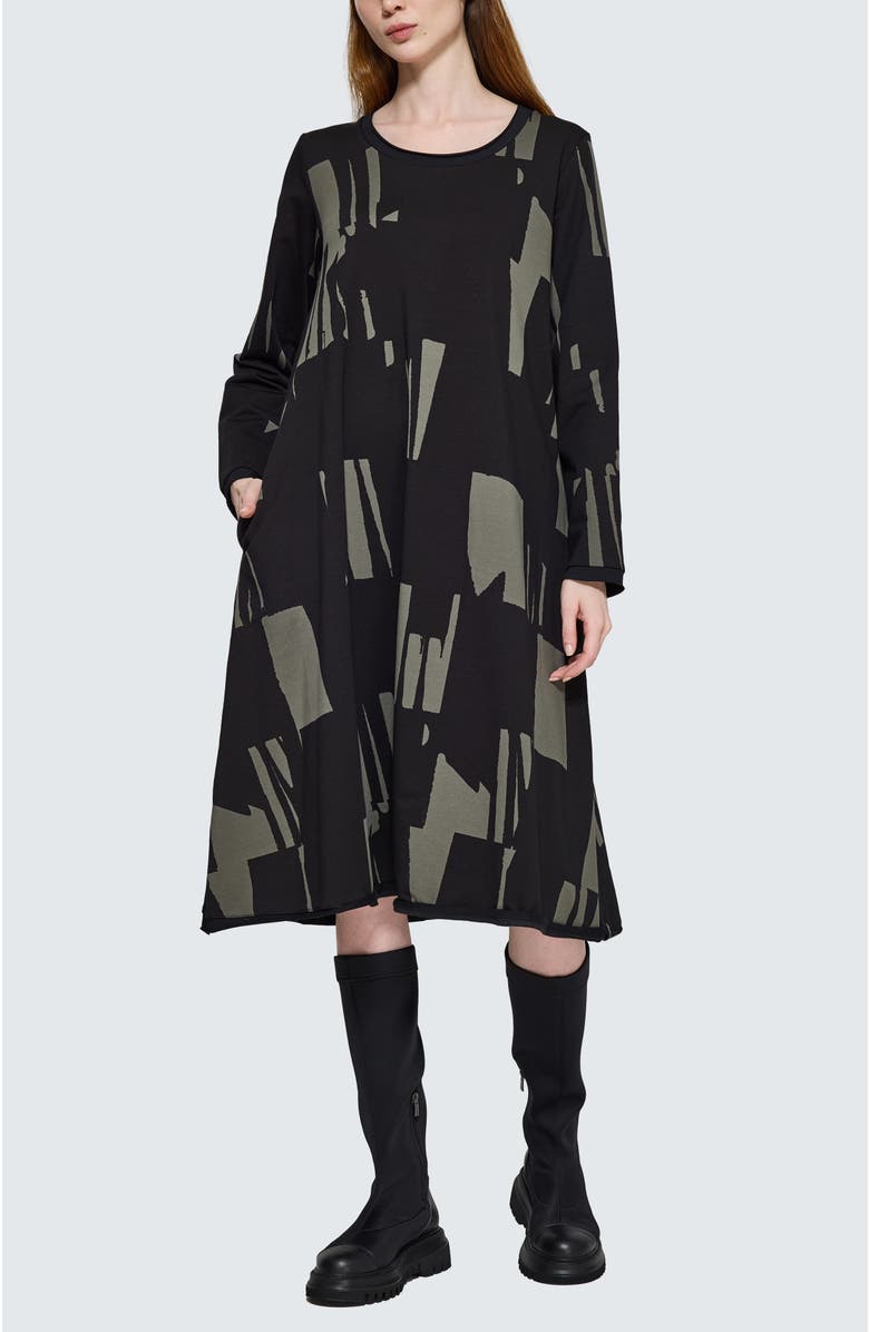 LUUKAA Rivelle Printed Jersey Dress, Main, color, Khaki Black