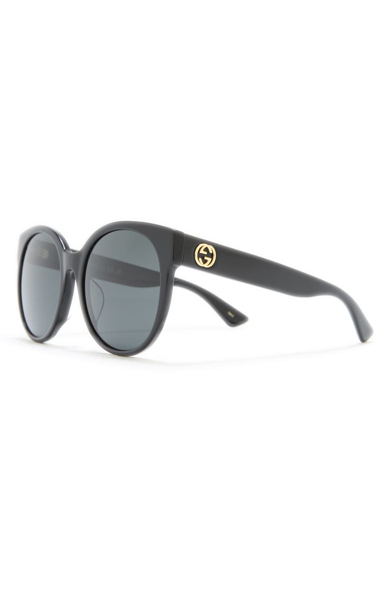 Gucci 56mm Round Sunglasses, Alternate, color, Black Black Grey
