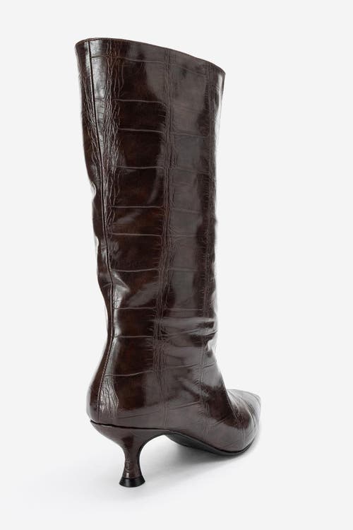 Prologue Shoes Crow Embossed Pointed Toe Boot In Black