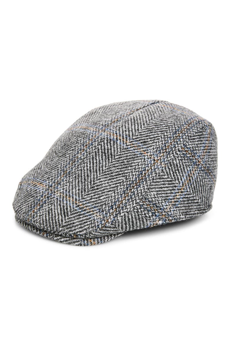 Herringbone Wool Newsboy Cap, Main, color, GREY