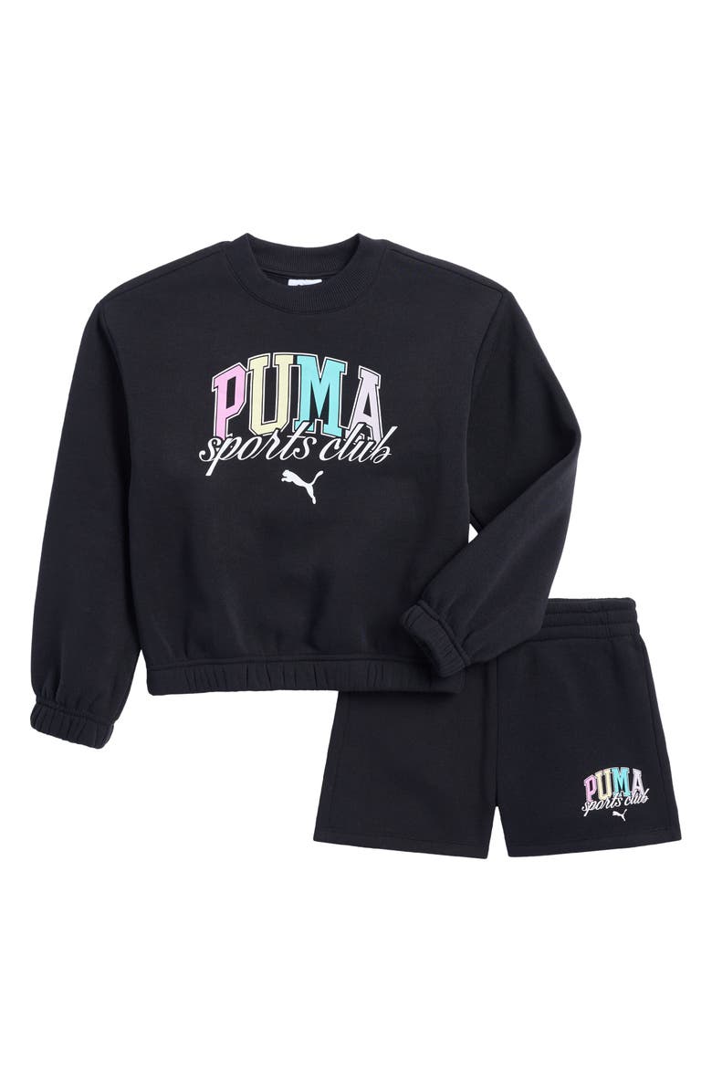 PUMA Kids' Crewneck Pullover & Shorts Set, Main, color,