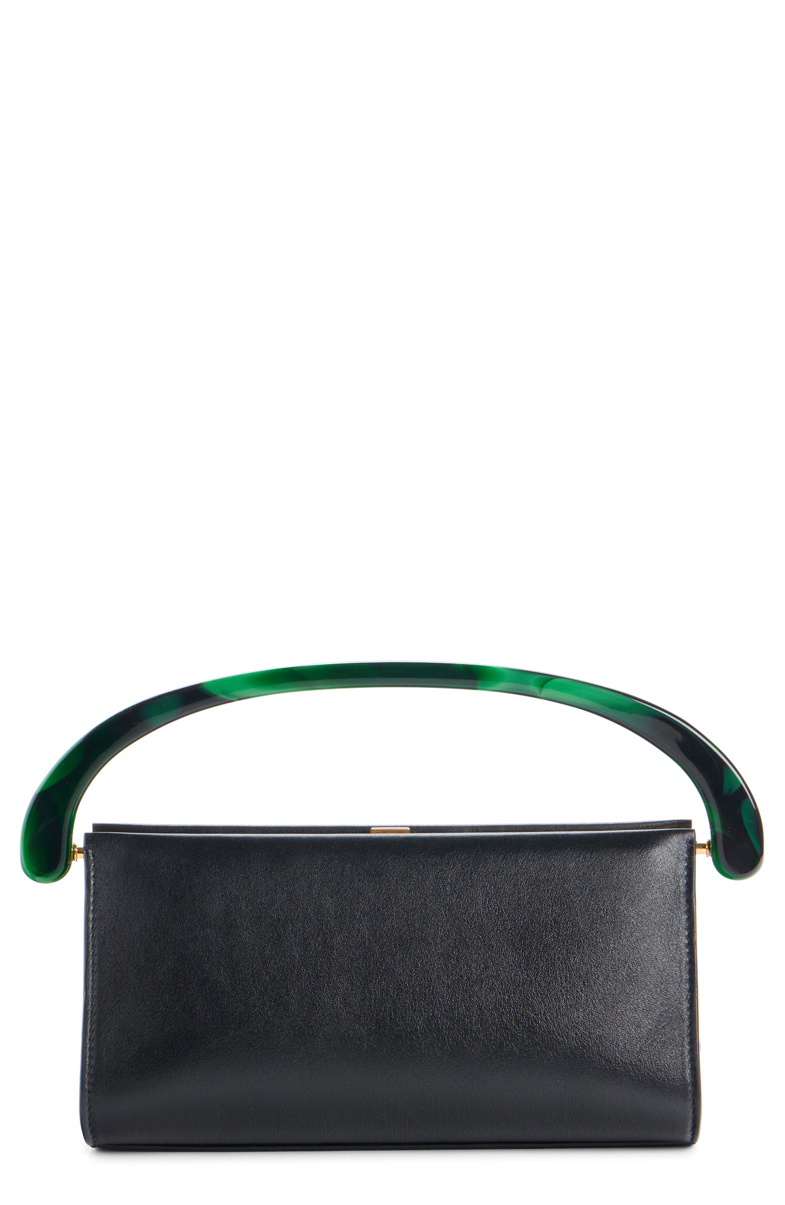 Dries Van Noten Crisp Leather Top Handle Bag, Main, color, 900 Black