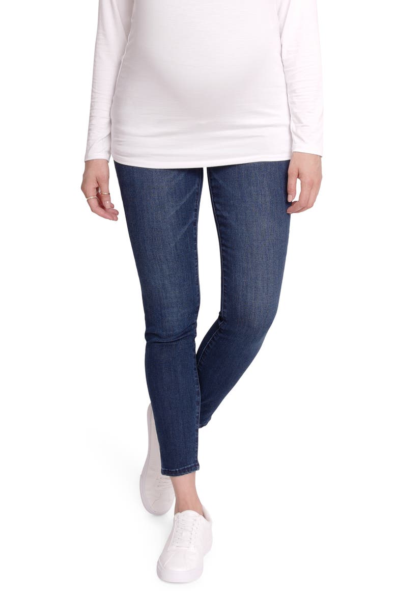 Ingrid & Isabel® Crossover Panel Maternity Skinny Jeans, Main, color, INDIGO