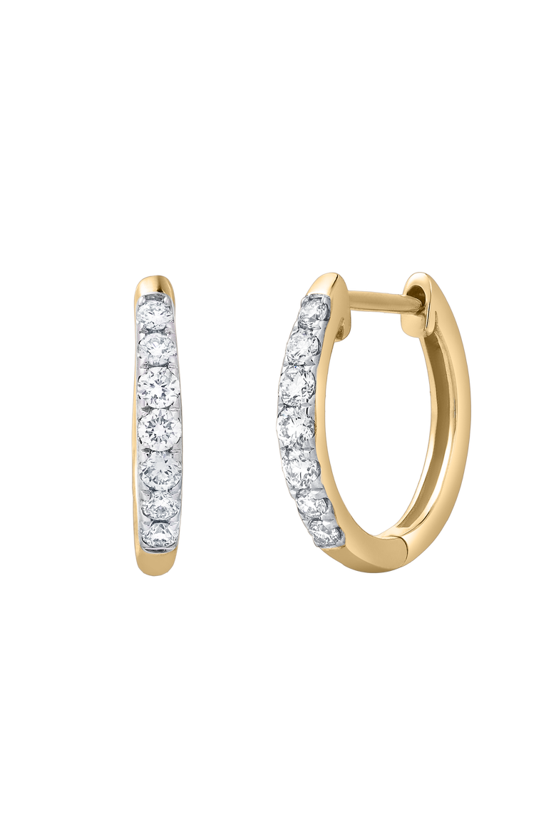 Elina 0.35 Cts 14K Gold Diamond Huggie Hoop Earrings, Main, color, 14K Yellow Gold