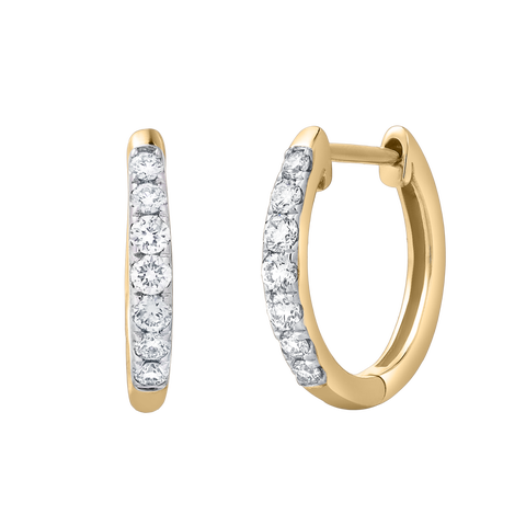 Elina 0.3 Cts 14K Gold Diamond Huggie Hoop Earrings
