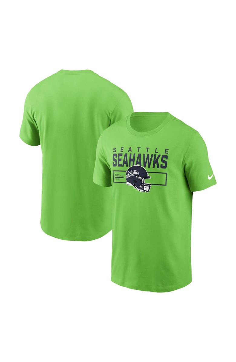 Nike Men's Nike Neon Green Seattle Seahawks Primetime Helmet Essential T-Shirt, Main, color, Neon Green