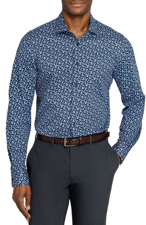 Slim Fit Floral Stem Reworked Button-Up Shirt