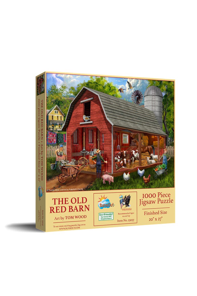 The Old Red Barn 1000 piece Jigsaw Puzzle for Adults, Main, color, Multicolor