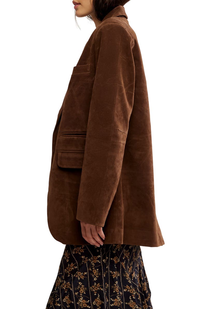 Free People Paper Cut Faux Suede Blazer, Alternate, color, Brown Bear