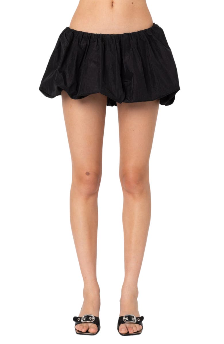 EDIKTED Jora Low Rise Bubble Hem Miniskirt, Main, color, Black