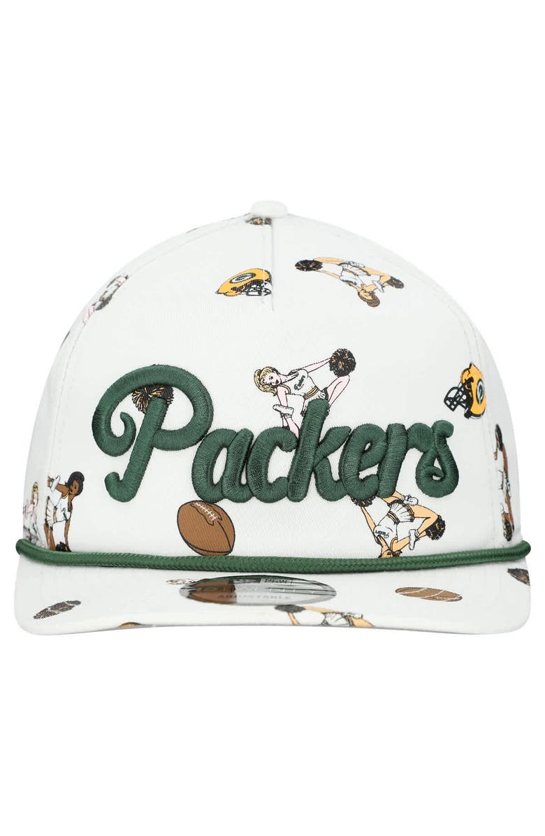 New Era Men's New Era  White Green Bay Packers Team Cheer 19TWENTY Snapback Hat, Alternate, color, White