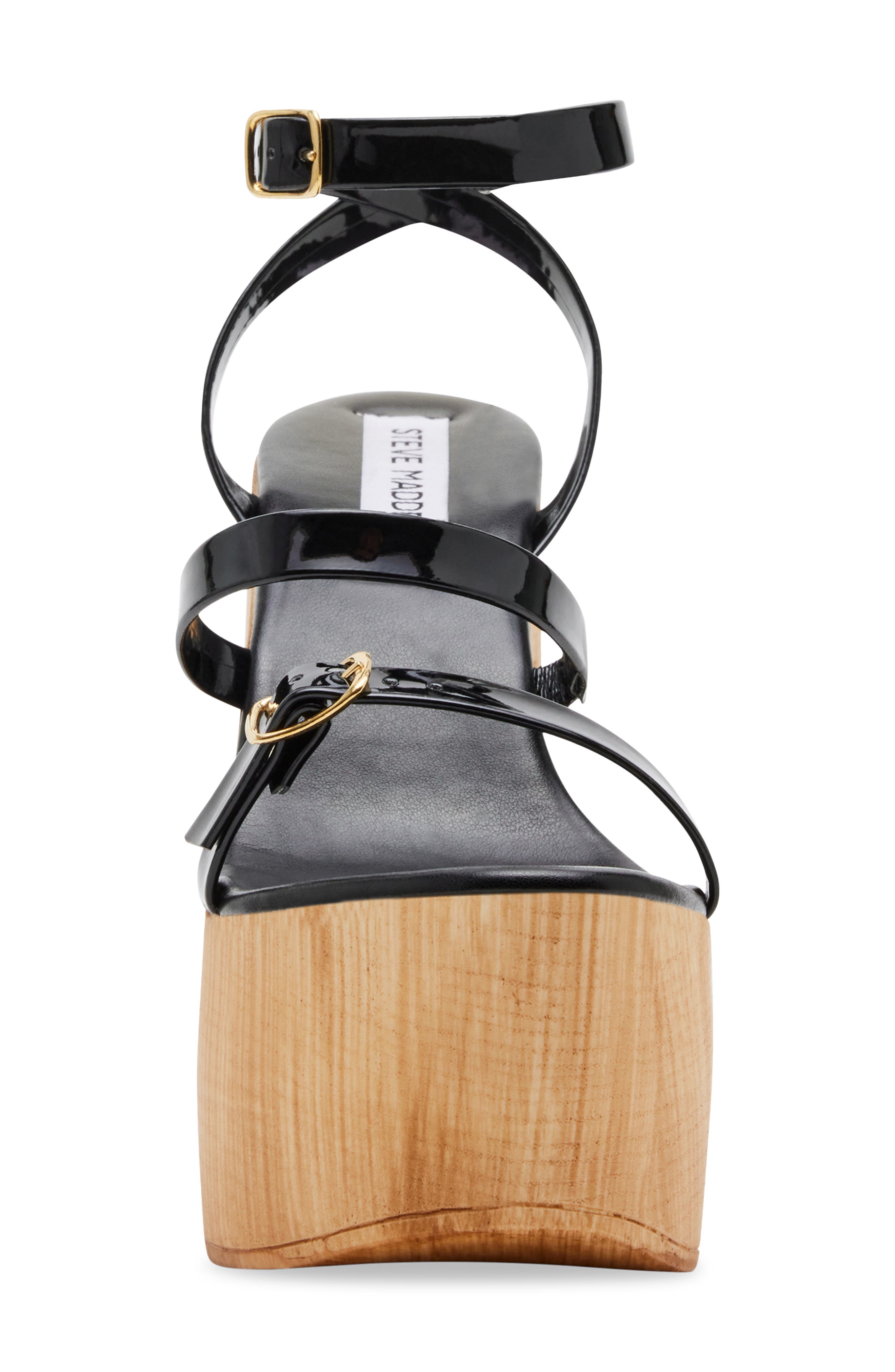 Steve Madden Lilia Ankle Strap Platform Sandal, Alternate, color, Black Patent