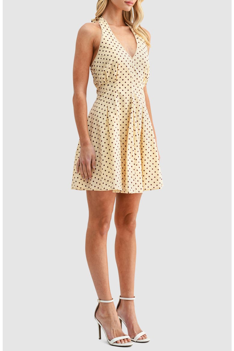 Polka Dot Halter Dress, Alternate, color, BUTTER BROWN DOT