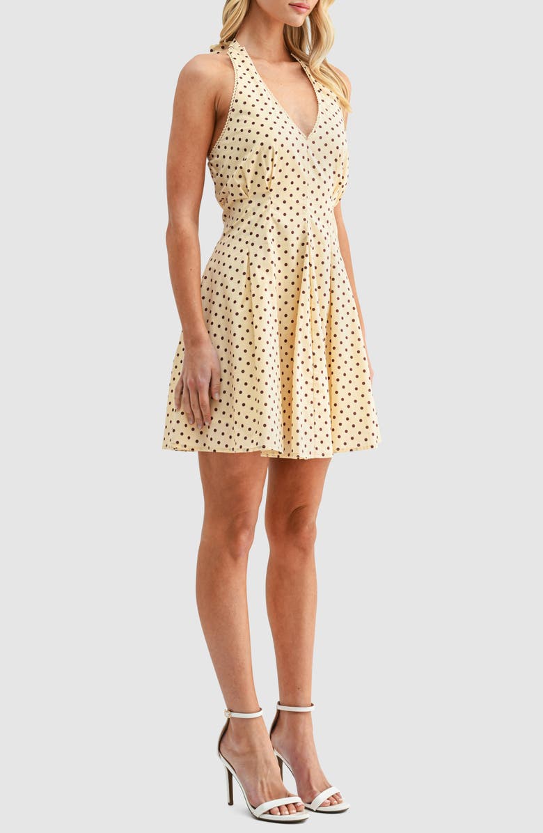 All in Favor Polka Dot Halter Dress, Alternate, color, Butter Brown Dot