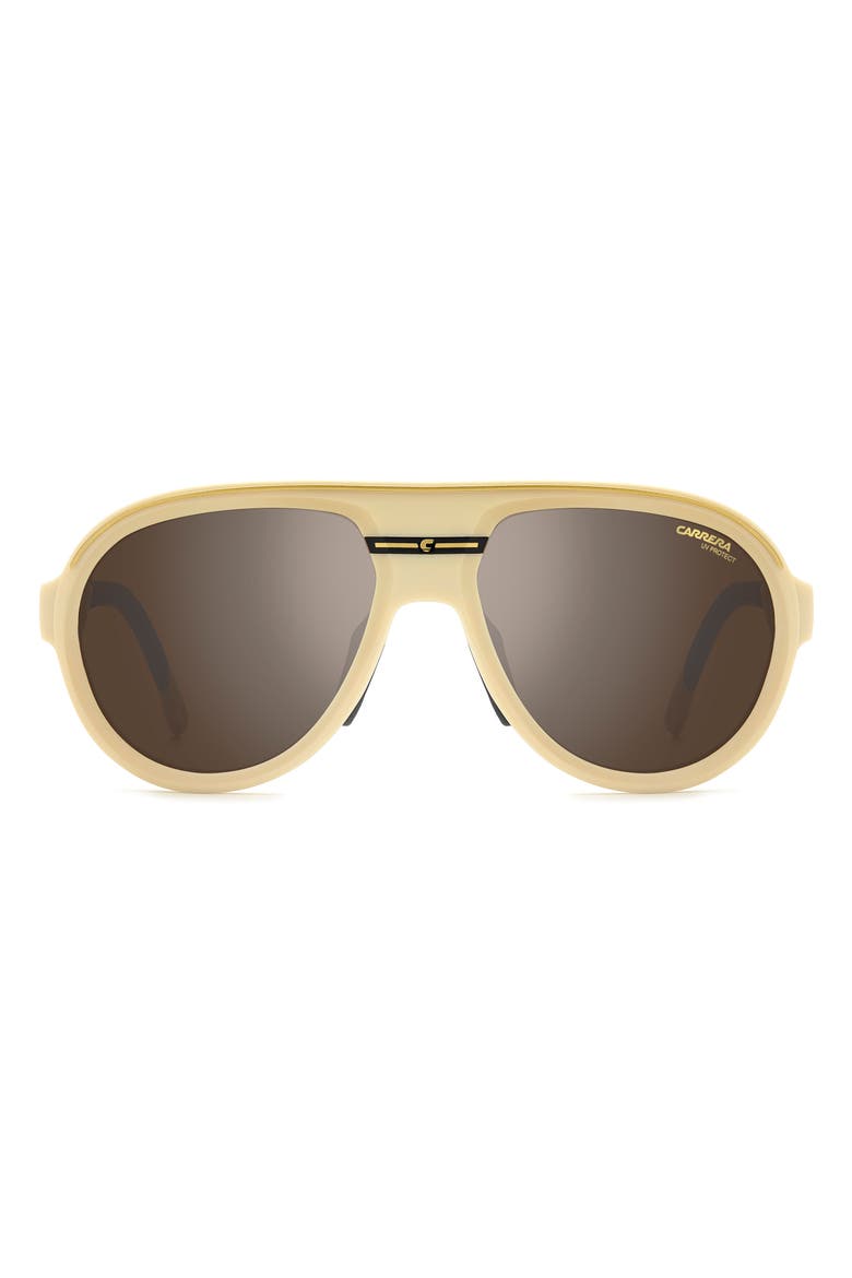 C Sport 57mm Shield Sunglasses, Main, color, MATTE BEIGE GOLD/ SILVER SP