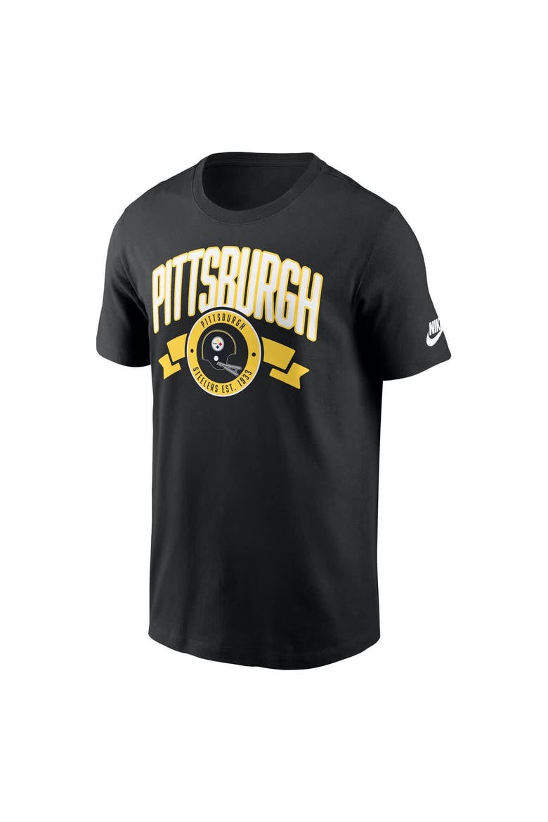 Men's Nike Black Pittsburgh Steelers Rewind Front and Back Hit Essential T-Shirt, Alternate, color, Black