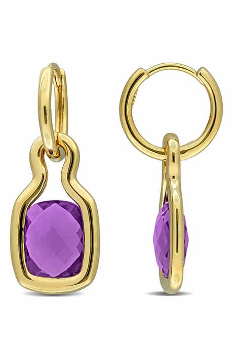 Amethyst Charm Drop Earrings
