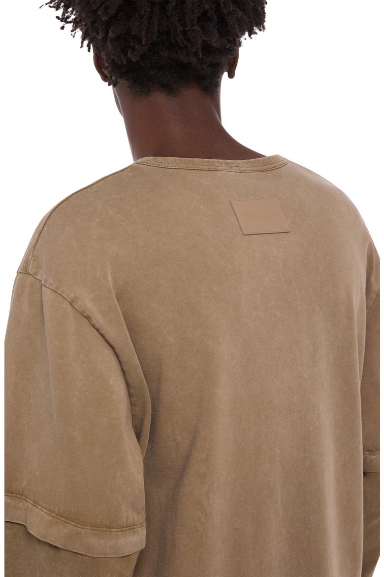 Layered Long Sleeve Cotton T-Shirt, Alternate, color, OCHRE