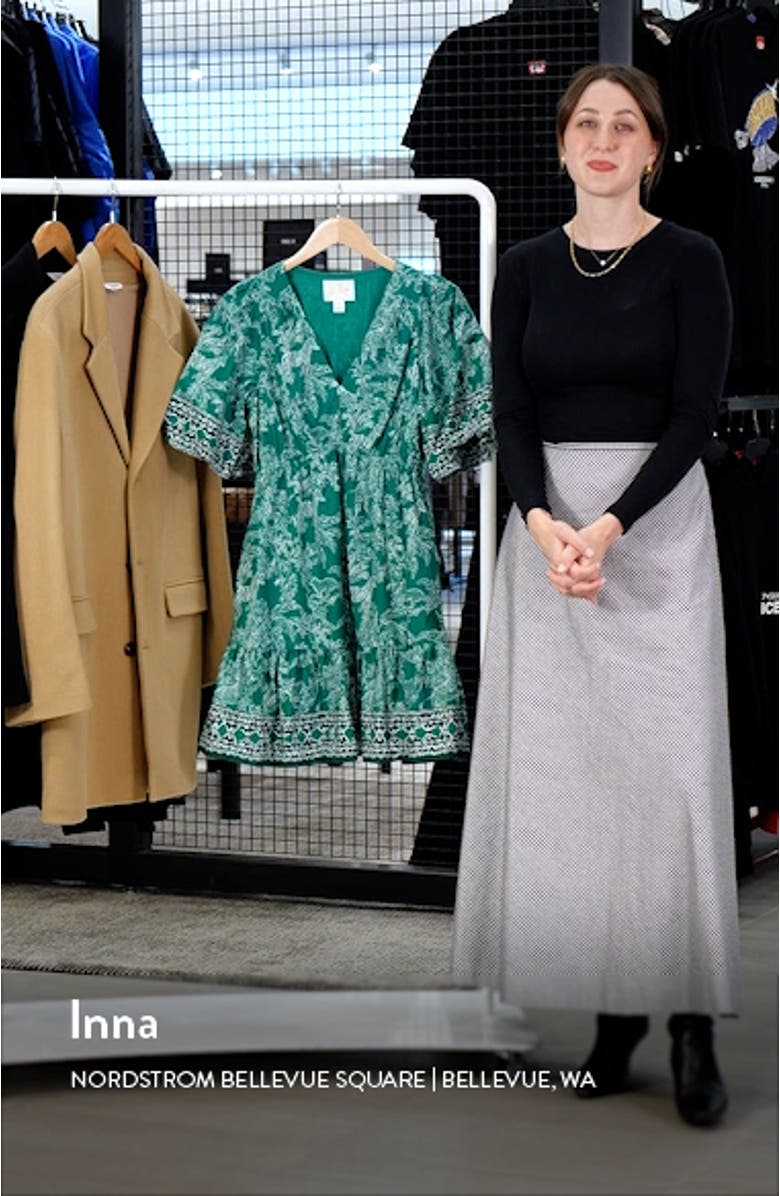 Kentlee Puff Sleeve Cotton Empire Waist Dress, sales video thumbnail